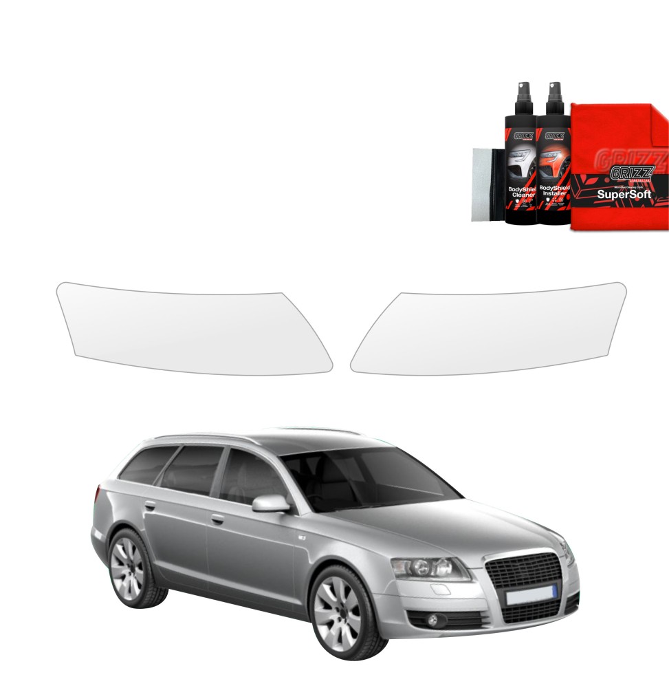 Lyktbeskyttere Audi A6 (C6) 2004 - 2008 │ PPF beskyttelsesfolie Gjennomsiktig BodyShield