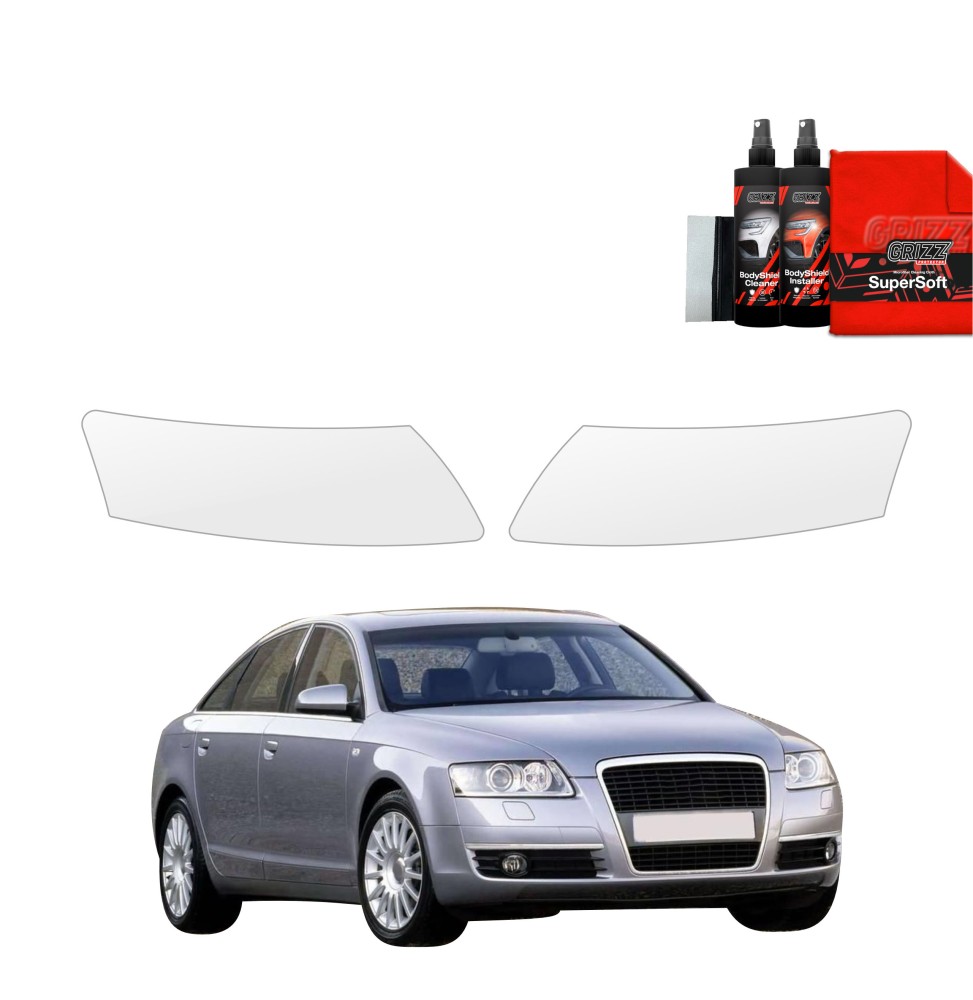 Lyktbeskyttere Audi A6 (C6) 4D 2004 - 2008 │ PPF beskyttelsesfolie Gjennomsiktig BodyShield