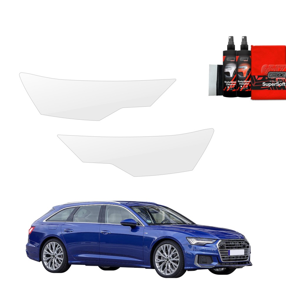 Lyktbeskyttere Audi A6 (C8) 2018 - 2023 │ PPF beskyttelsesfolie Gjennomsiktig BodyShield