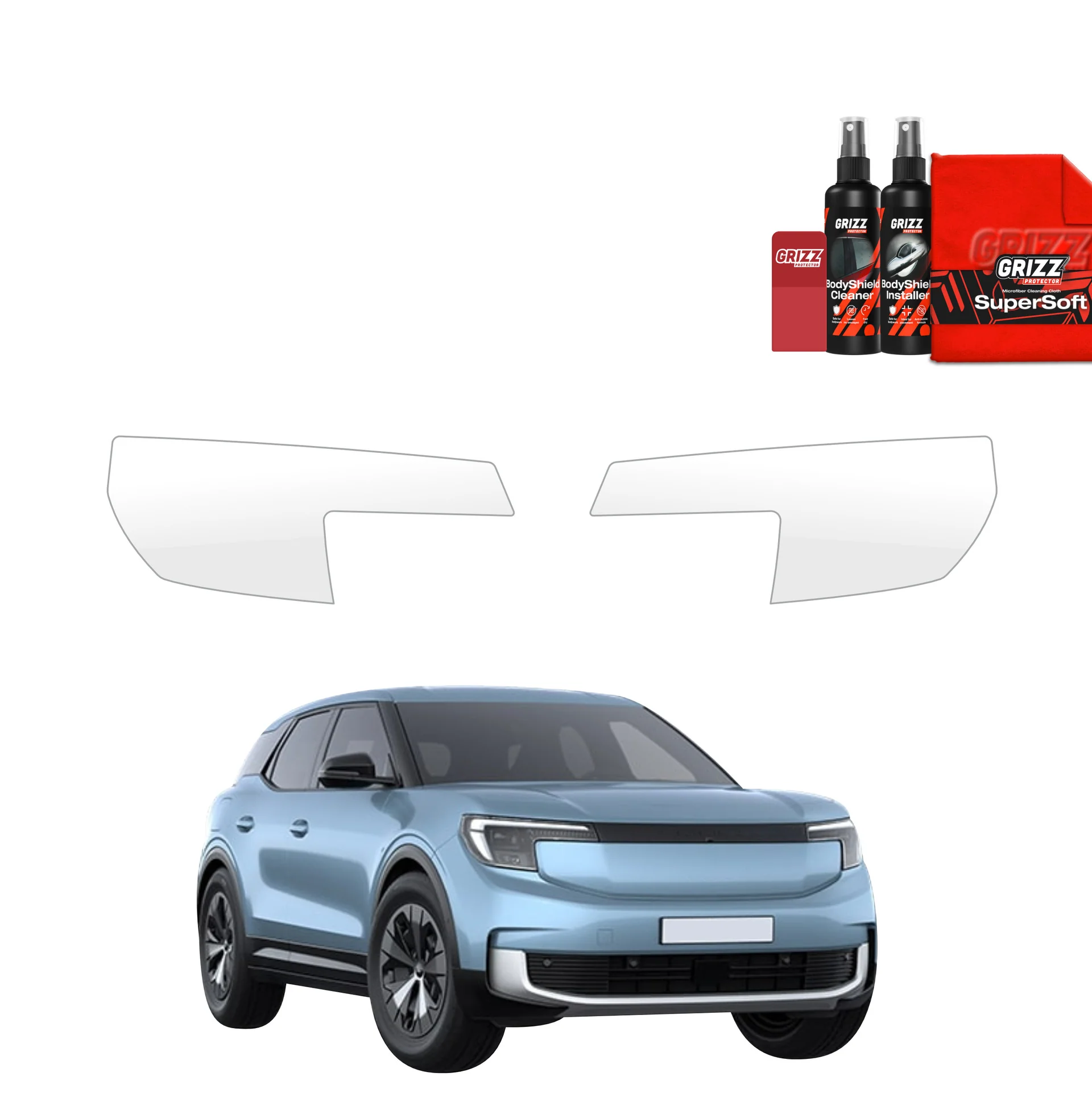 Lyktbeskyttere Ford Explorer EV 2023 -> │ PPF beskyttelsesfolie Gjennomsiktig BodyShield