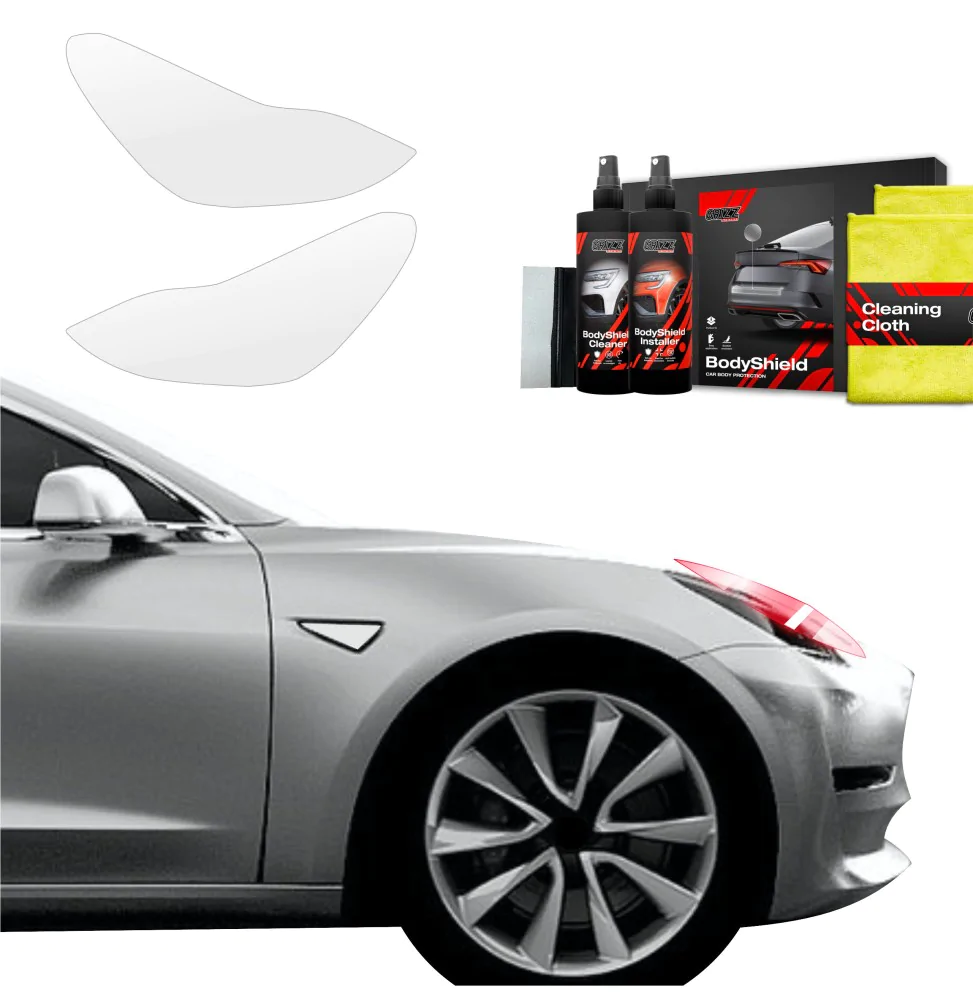 Lyktbeskyttere Tesla Model 3 2017 - 2021 │ PPF beskyttelsesfolie Gjennomsiktig BodyShield