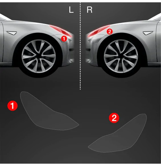 Lyktbeskyttere Tesla Model 3 2017 - 2021 │ PPF beskyttelsesfolie Gjennomsiktig BodyShield – bilde 2