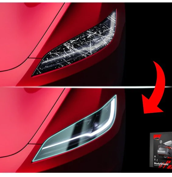 Lyktbeskyttere Tesla Model Y Juniper 2024 -> │ PPF beskyttelsesfolie Gjennomsiktig BodyShield Image 4