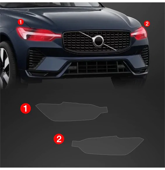 Lyktbeskyttere Volvo XC60 II Facelift 2021 -> │ PPF beskyttelsesfolie Gjennomsiktig BodyShield – bilde 2