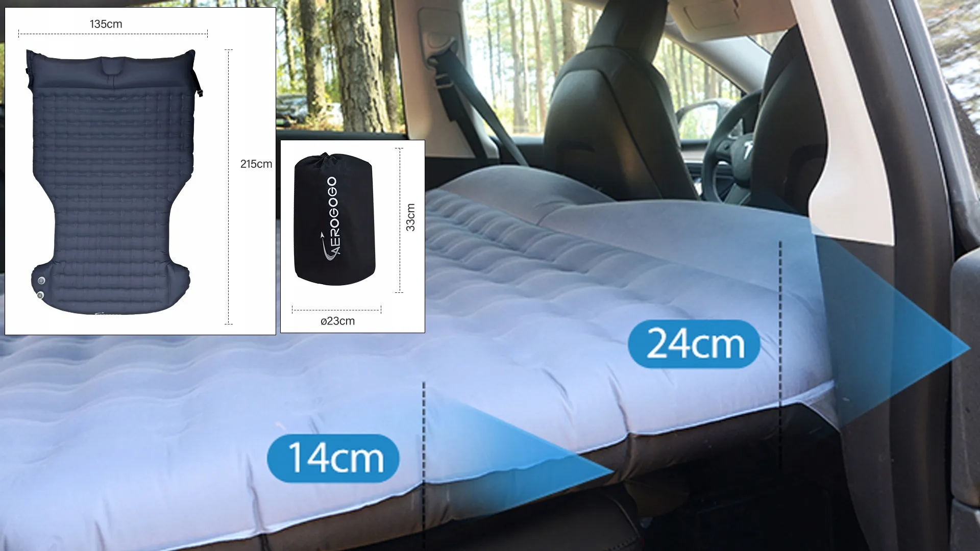 Madrass Tesla Model Y / Model 3 Aerogogo Blue │ Travel Sleeper Selvoppblåsende madrass Image 9