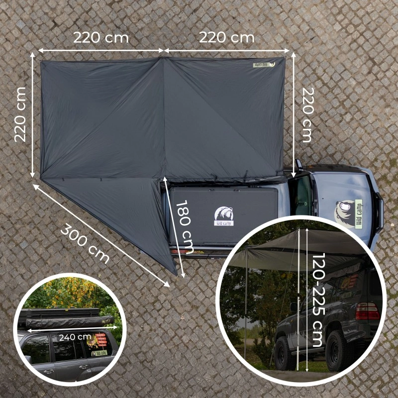 Markise 270° Wild Camp Space+ Day&Night svart │ førerside – bilde 12