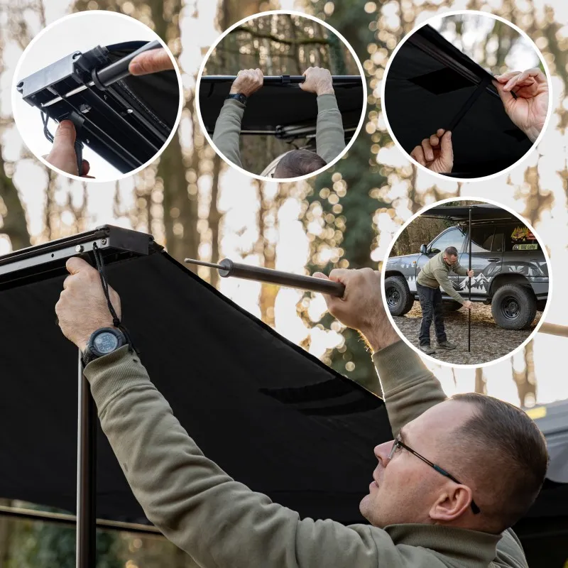 Markise Wild Camp Day&Night 2,5 x 2,5 m svart - med LED-belysning – bilde 7