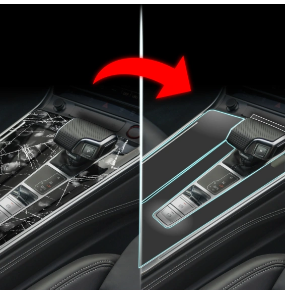 Midtkonsoll beskyttelsesfolie Audi A3 (8Y) Facelift 2024 - 2025 │ Anti-fingerprint PPP Folie Grizz PianoSkin Matte Image 4