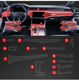 Midtkonsoll beskyttelsesfolie Audi A6 (C8) 2018 - 2024 │ Anti-fingerprint PPP Folie Grizz PianoSkin Matte – bilde 2