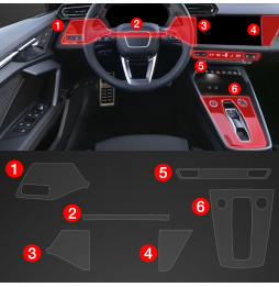 Midtkonsoll beskyttelsesfolie Audi RS3 (8Y) 2020 - 2024 │ Anti-fingerprint PPP Folie Grizz PianoSkin Matte – bilde 2