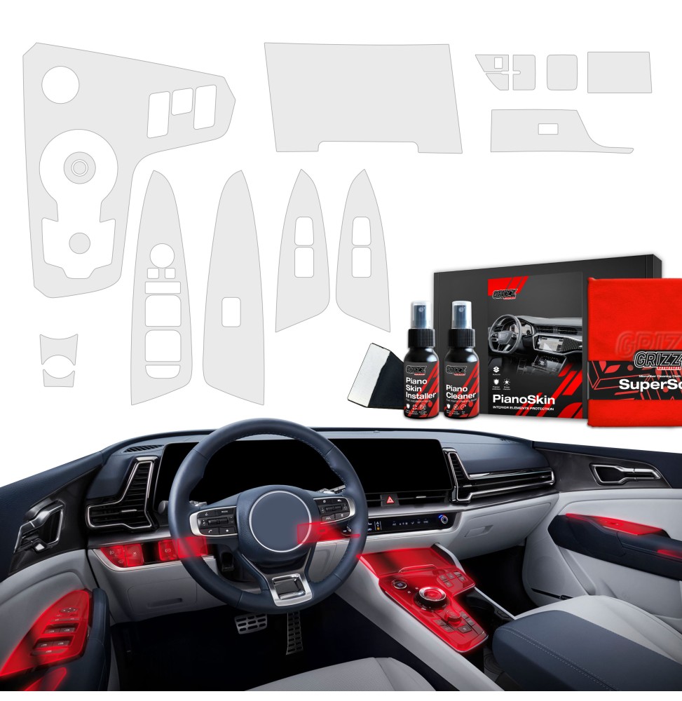 Midtkonsoll beskyttelsesfolie Kia Sportage V 2021 -> │ Anti-fingerprint PPP Folie Grizz PianoSkin Matte