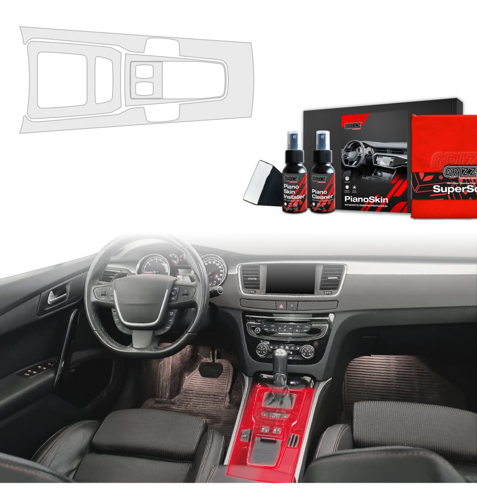 Midtkonsoll beskyttelsesfolie Peugeot 508 I 2010 - 2018 │ Anti-fingerprint PPP Folie Grizz PianoSkin Matte