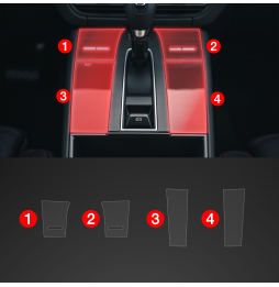 Midtkonsoll beskyttelsesfolie Porsche Macan T 2021 - 2024 │ Anti-fingerprint PPP Folie Grizz PianoSkin Matte – bilde 2