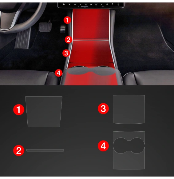 Midtkonsoll beskyttelsesfolie Tesla Model Y 2020 - 2025 │ Anti-fingerprint PPP Folie Grizz PianoSkin Matte Image 2