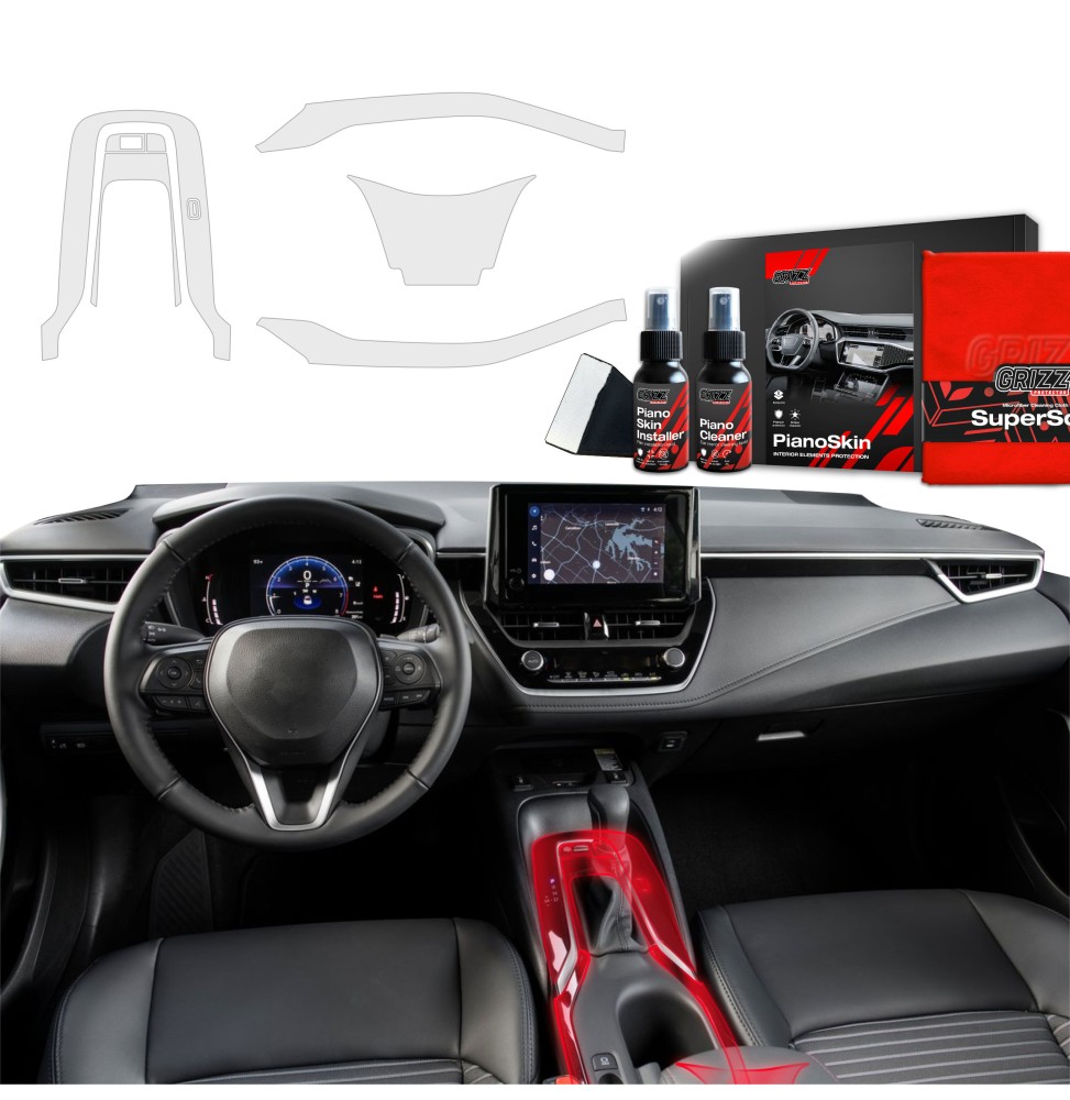 Midtkonsoll beskyttelsesfolie Toyota Corolla Cross 2019 -> │ Anti-fingerprint PPP Folie Grizz PianoSkin Matte