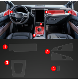 Midtkonsoll beskyttelsesfolie VW Amarok 2023 - 2025 │ Anti-fingerprint PPP Folie Grizz PianoSkin Matte – bilde 2
