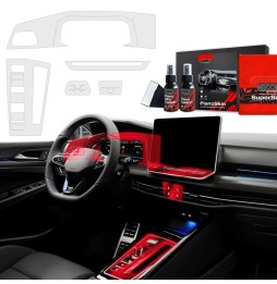Midtkonsoll beskyttelsesfolie VW Golf VIII 2024 - 2025 │ Anti-fingerprint PPP Folie Grizz PianoSkin Matte