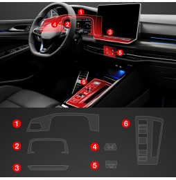 Midtkonsoll beskyttelsesfolie VW Golf VIII 2024 - 2025 │ Anti-fingerprint PPP Folie Grizz PianoSkin Matte – bilde 2