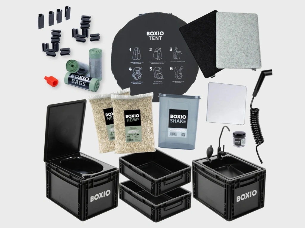 Mobilbad BOXIO SANITARY PLUS │ portabelt bad med toalett, vask og telt – bilde 2