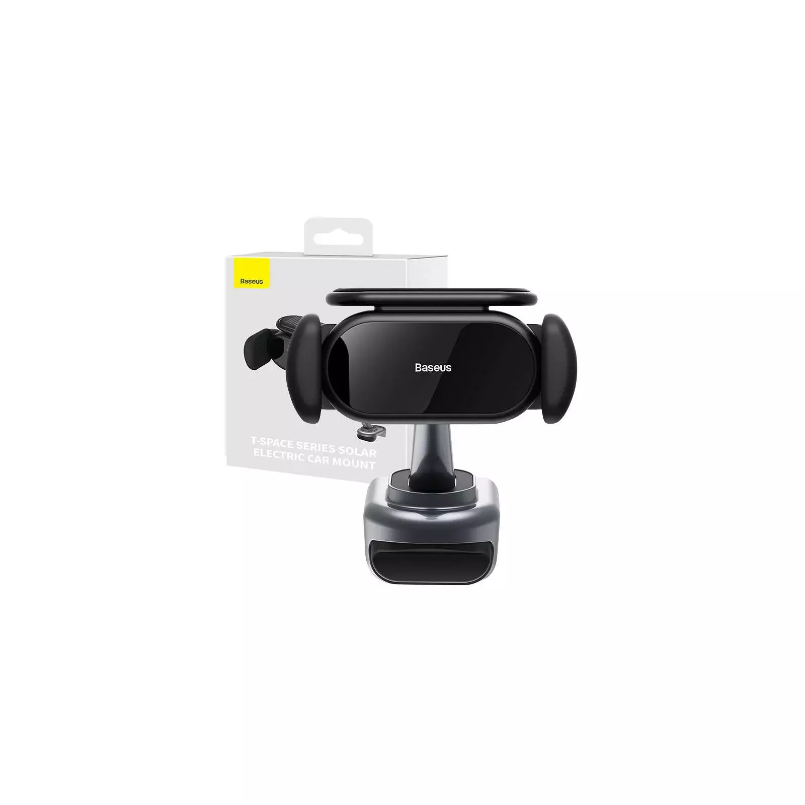 Mobilholder Tesla Model 3 / Y - elektrisk solcelledrevet lader │ Baseus T-Space Solar Electric Car Mount Black Edition