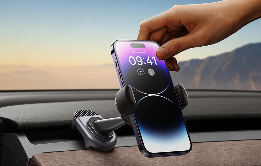 Mobilholder Tesla Model 3 / Y - elektrisk solcelledrevet lader │ Baseus T-Space Solar Electric Car Mount Black Edition – bilde 10