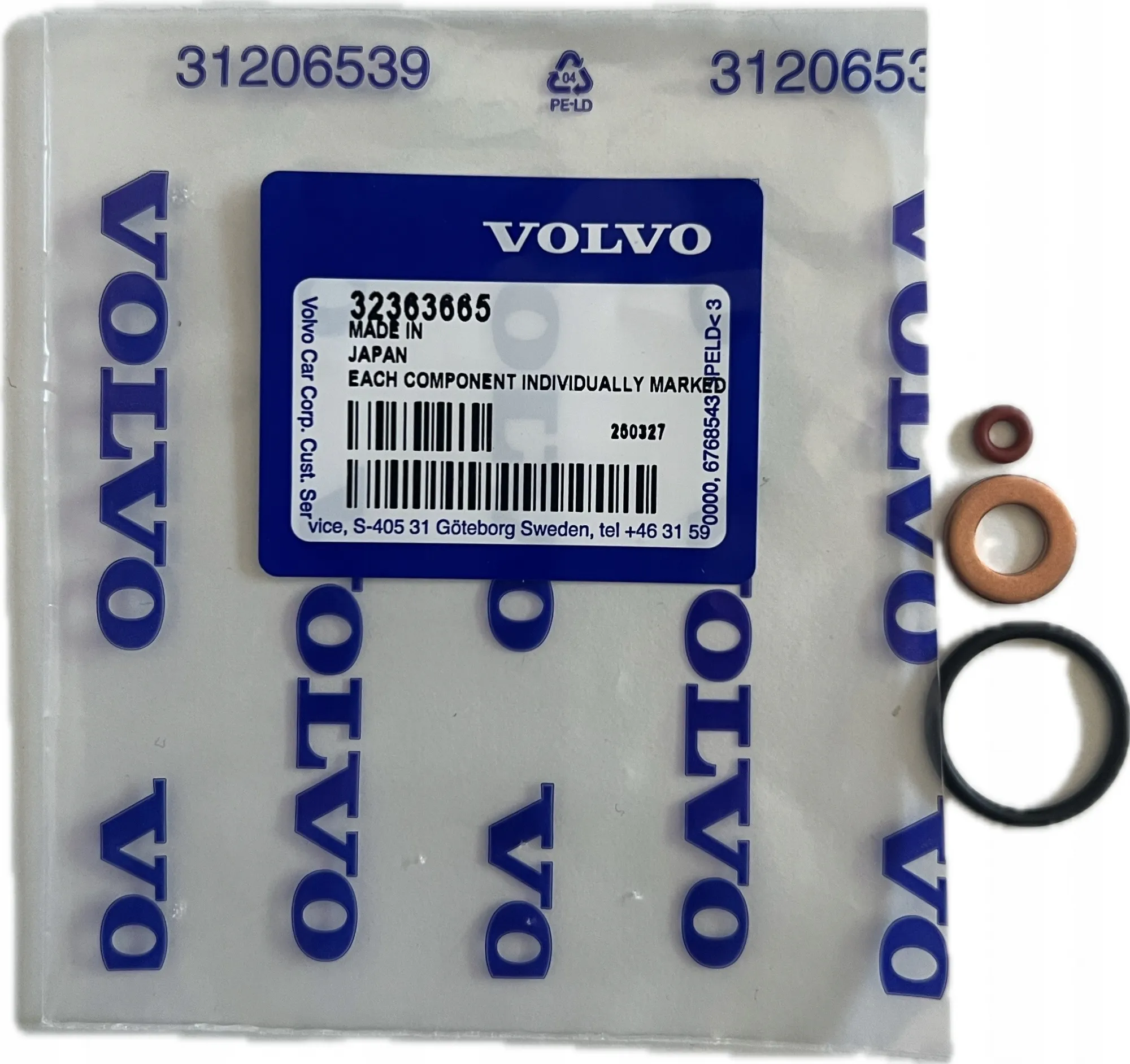 Monteringssett injektor tetningssett Volvo Genuine® S60 S90 V60 V90 XC60 XC90 2014-2021 │ diesel 2.0 D4204TX