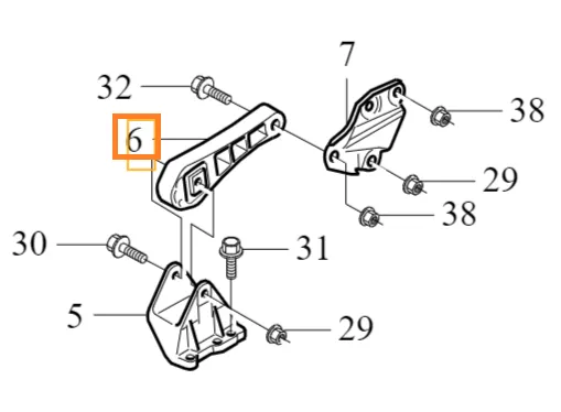 Motorfeste bakre høyre Volvo Genuine® S80 2007-2011 │ 4.4 V8 bensin
