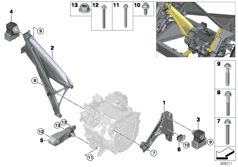 Motorfeste BMW i3 2013 - 2022 │ venstre - Genuine® Original Engine Mount Image 5