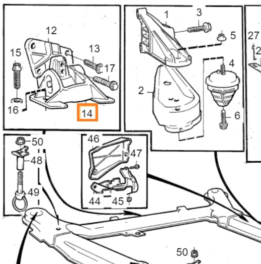 Motorfeste høyre Volvo Genuine® 850 C70 S70 V70 1992-2005 │ bensin