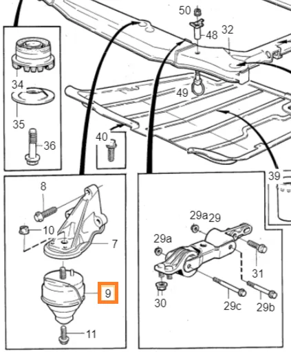 Motorfeste Volvo Genuine® 850 C70 S70 V70 1992-2005 │ bensin