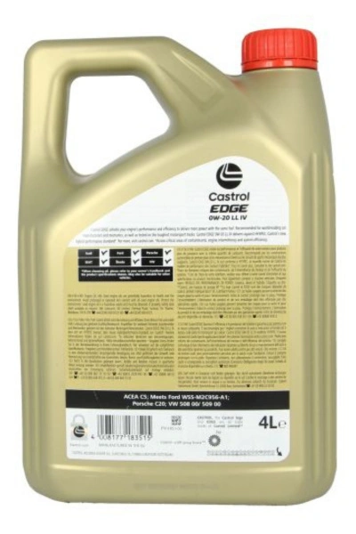 Motorolje 0W-20 Castrol Edge Titanium FST LL IV - 4L – bilde 2