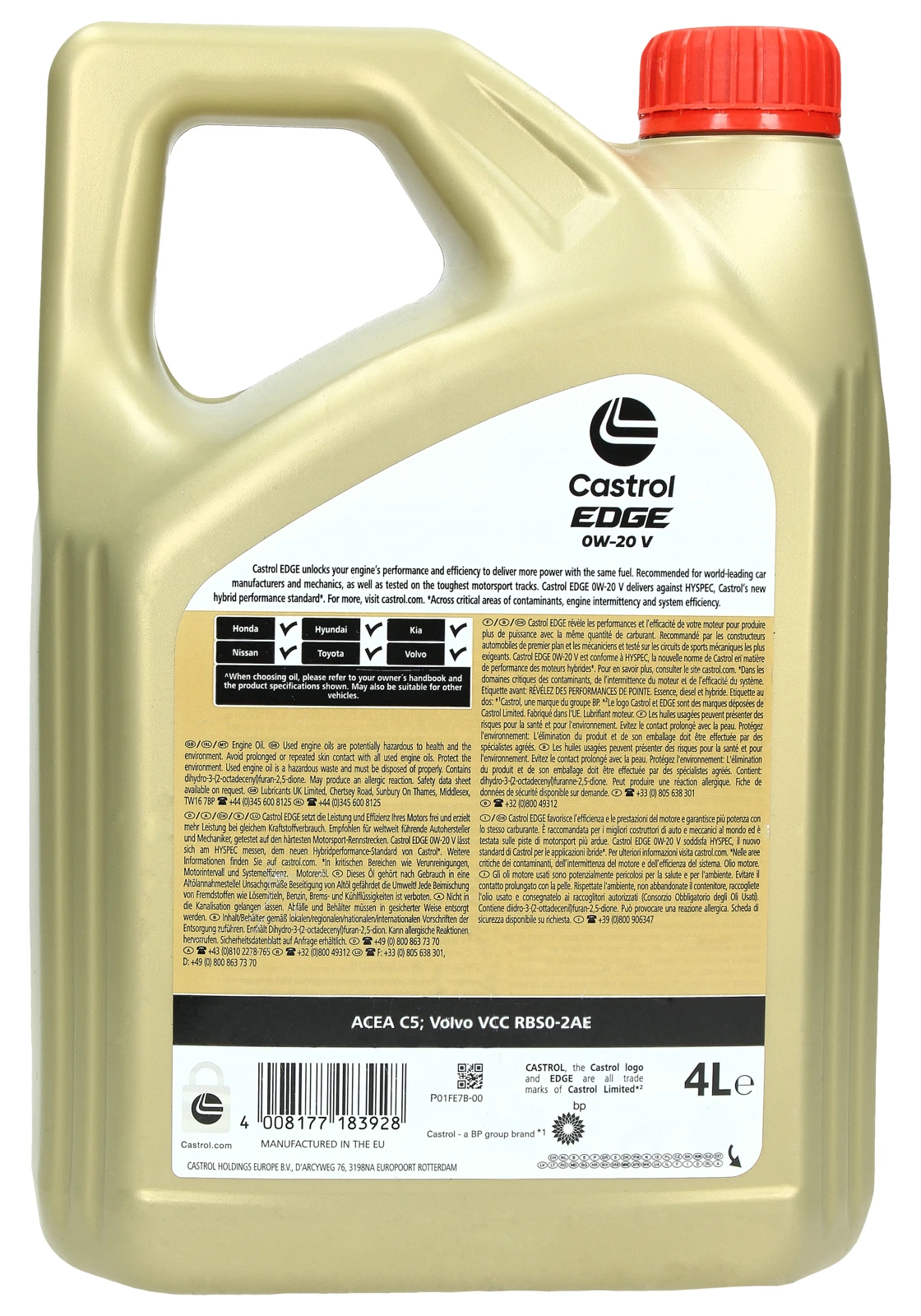Motorolje 0W-20 Castrol Edge V Volvo VCC RBS0-2AE │ Synthetic Engine Oil - 4L – bilde 3