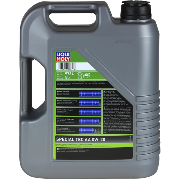 Motorolje 0W-20 Liqui Moly Special TEC AA │ Synthesis Technology Engine Oil - 5L – bilde 2