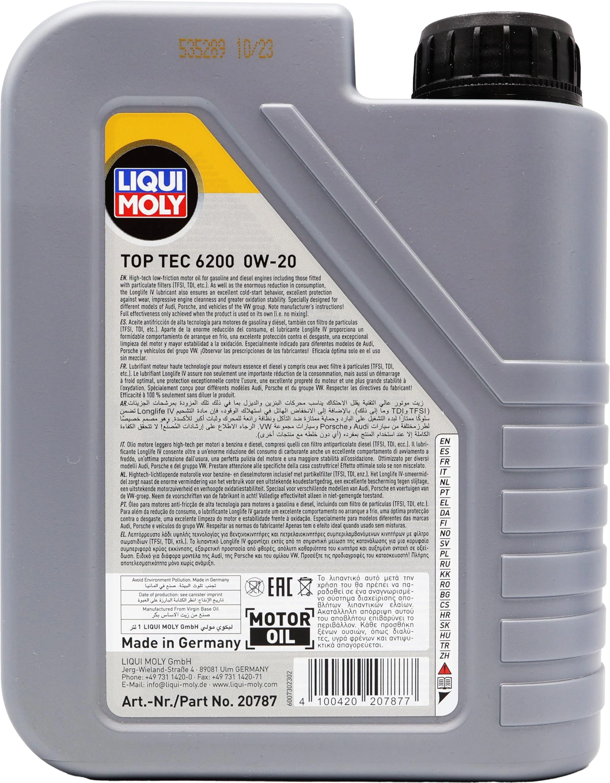 Motorolje 0W-20 Liqui Moly Top Tec 6200 - 1L – bilde 2