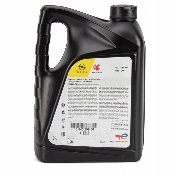Motorolje 0W-20 Opel Total Engines C5 │ OV0401547 - Genuine® Synthetic Engine Oil - 5L Image 3