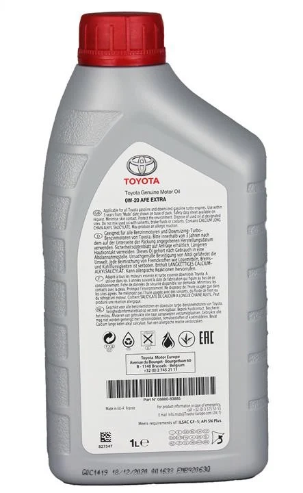 Motorolje 0W-20 Toyota Advanced Fuel Economy Extra Hybrid SN /  GF-5  - 1L Image 3