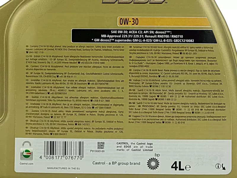 Motorolje 0W-30 Castrol Edge Titanium FST™ C3 - 4L Image 4