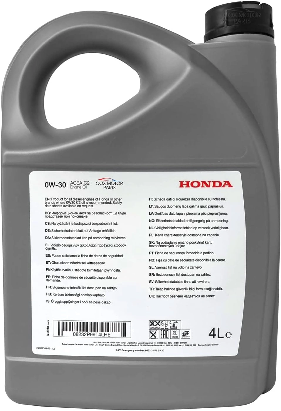 Motorolje 0W-30 Honda C2  │ Genuine® Fully Synthetic Engine Oil - 4L Image 2