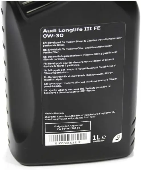 Motorolje 0W-30 Original Audi LongLife III FE | Genuine® Audi - 1L Image 3