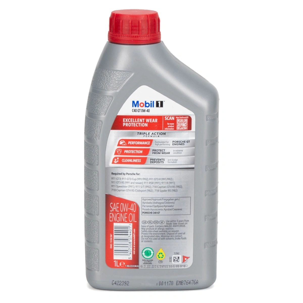 Motorolje 0W-40 Mobil 1 C40 GT │ Porsche GT Advanced Synthetic Technology Engine Oil - 1L – bilde 2