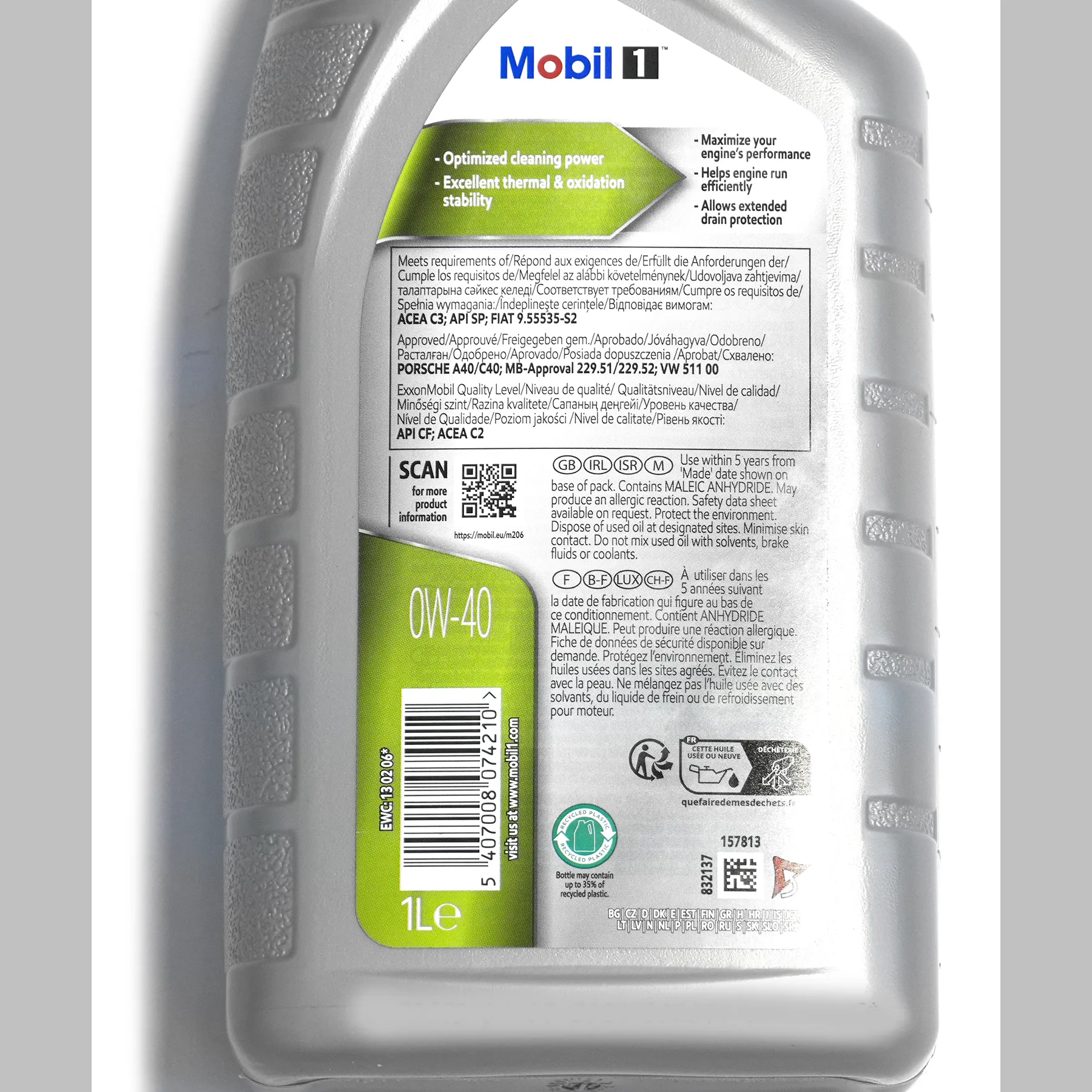Motorolje 0W-40 Mobil 1 ESP X4 Special Performance Motoröl C3 │ GA52579M2 Advanced Synthetic Technology Engine Oil - 1L Image 2