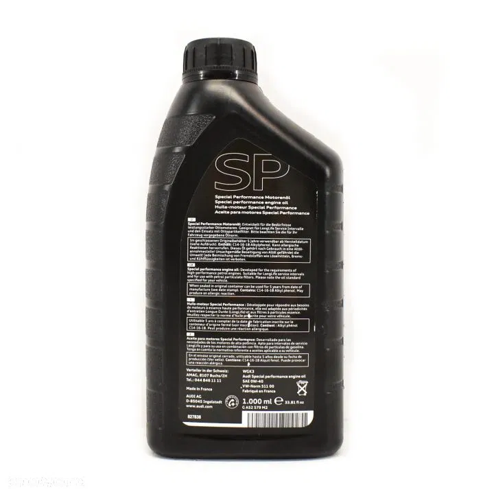 Motorolje 0W-40 Original Audi Special Performance SP | RS LongLife - 1L – bilde 2