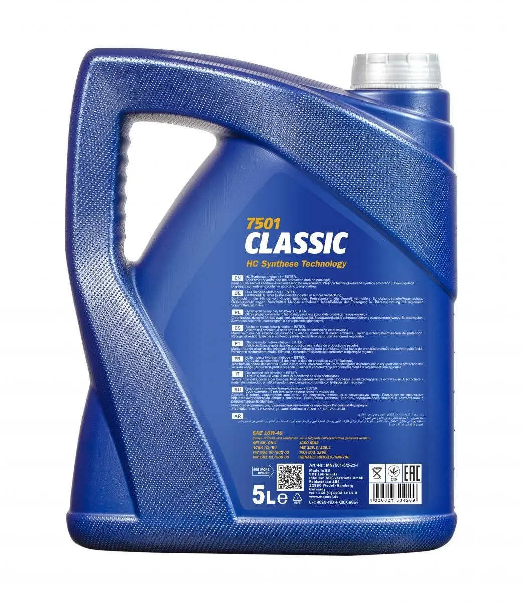 Motorolje 10W-40 Mannol Classic HC Synthese A3 / B4 - 5L – bilde 2