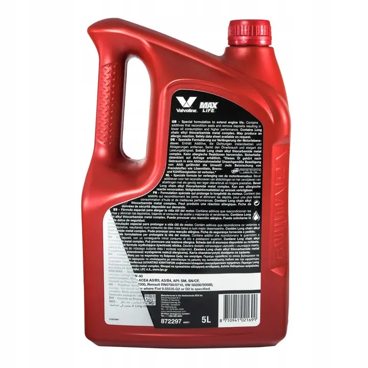 Motorolje 10W-40 Valvoline Maxlife - 5L Image 3