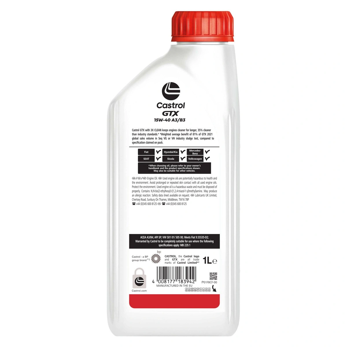Motorolje 15W-40 Castrol GTX  A3 / B3 │ Mineralolje Fiat 9.55535-D2 VW 501 01 - 1L – bilde 2