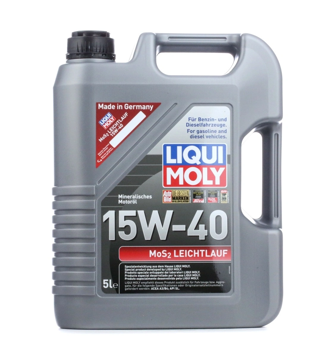 Motorolje 15W-40 Liqui Moly MoS2 Leichtlauf A3 / B4 │ Mineralbasert motorolje med lav friksjon - 5L