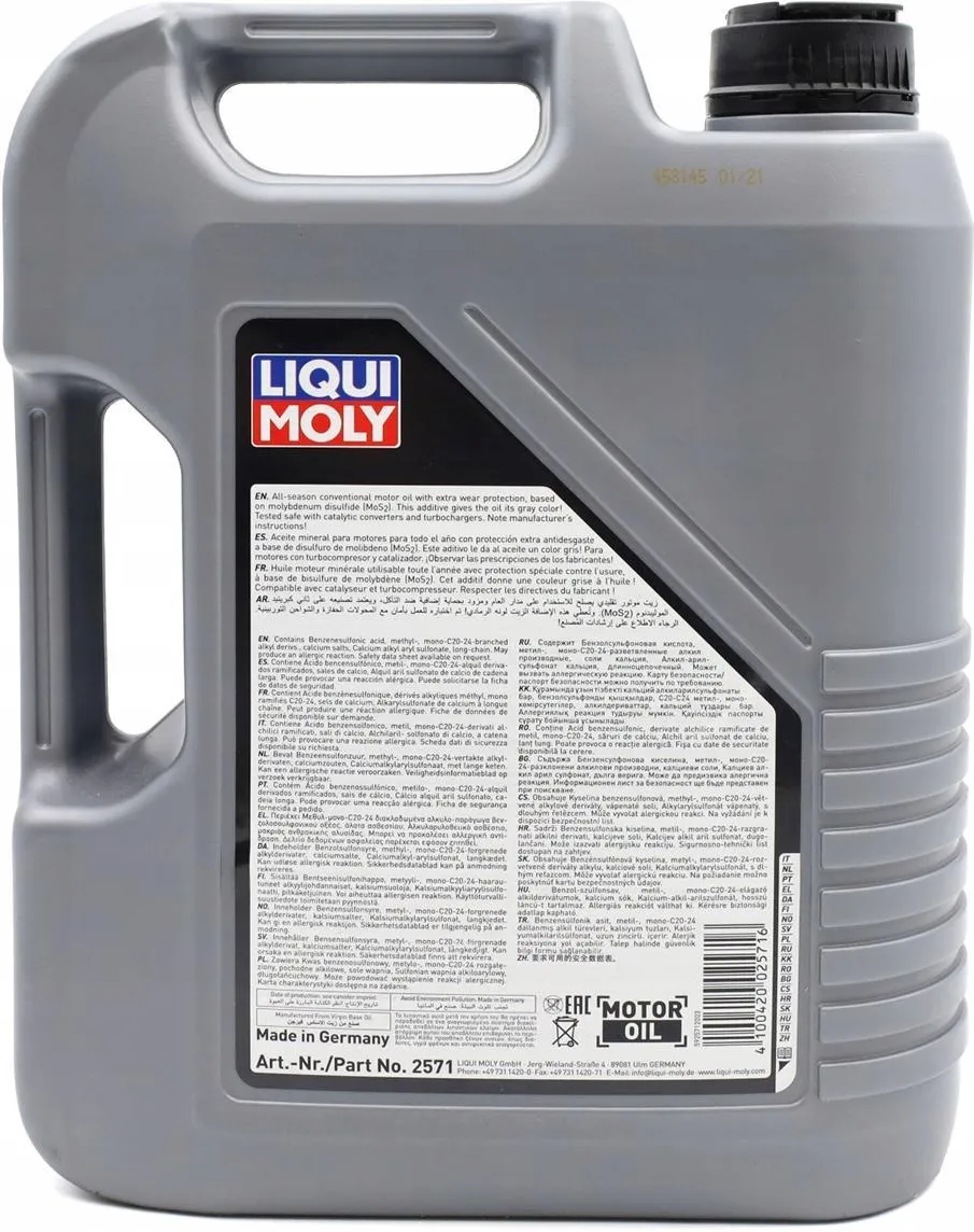 Motorolje 15W-40 Liqui Moly MoS2 Leichtlauf A3 / B4 │ Mineralbasert motorolje med lav friksjon - 5L – bilde 2