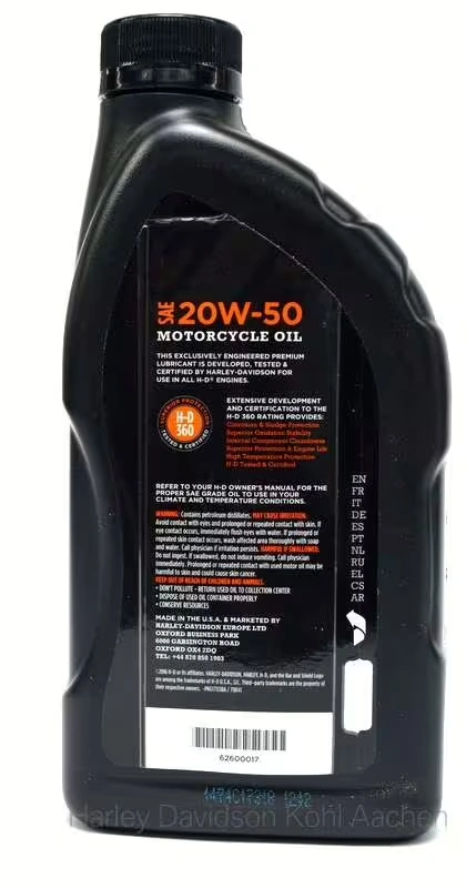 Motorolje 20W-50 Harley-Davidson H-D 360 V-Twin │ Genuine® Motorcycle Oil - 1L Image 2