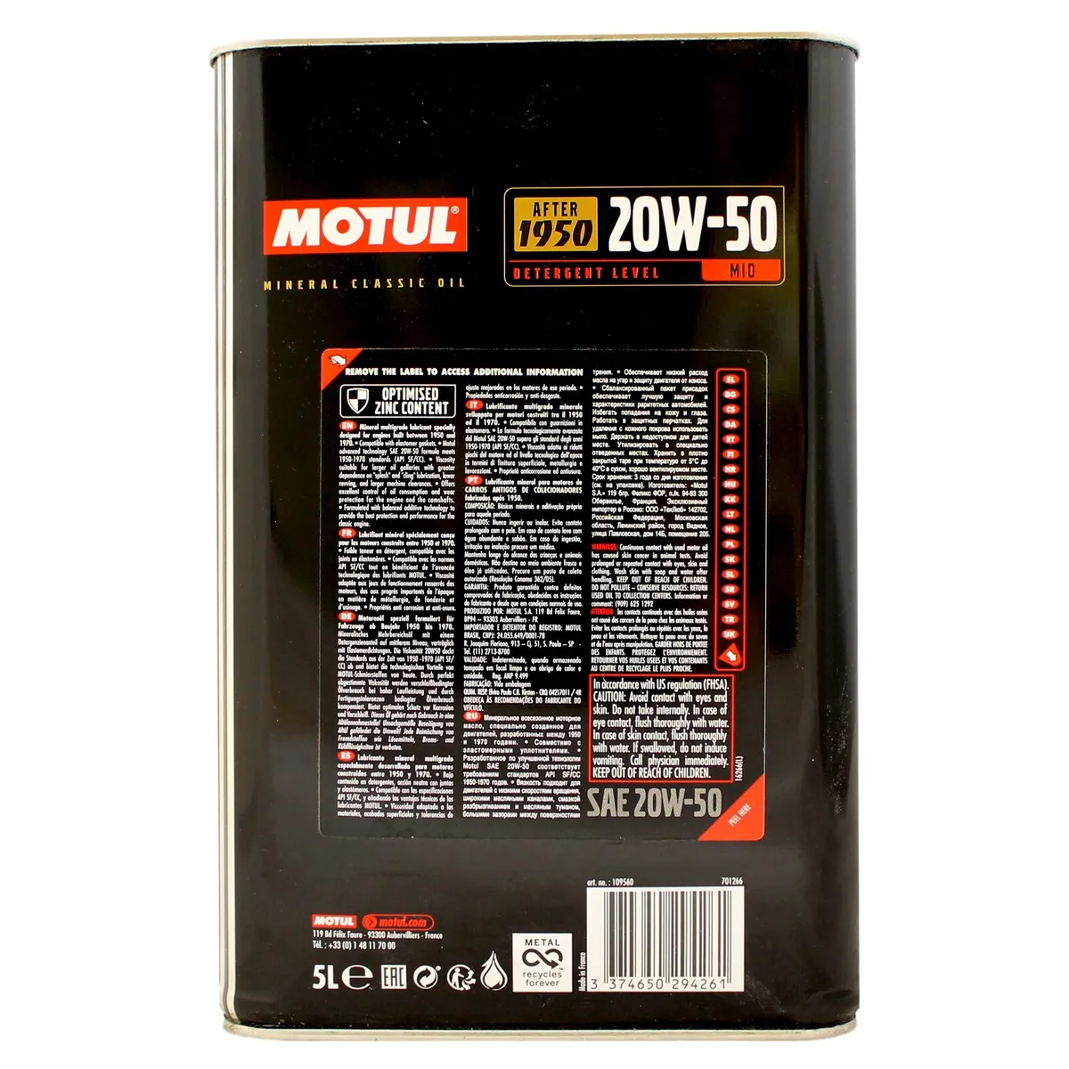 Motorolje 20W-50 Motul Classic Oil - 5L Image 3