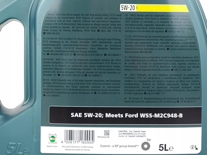 Motorolje 5W-20 Castrol Magnatec Professional Ford EcoBoost - 5L – bilde 7